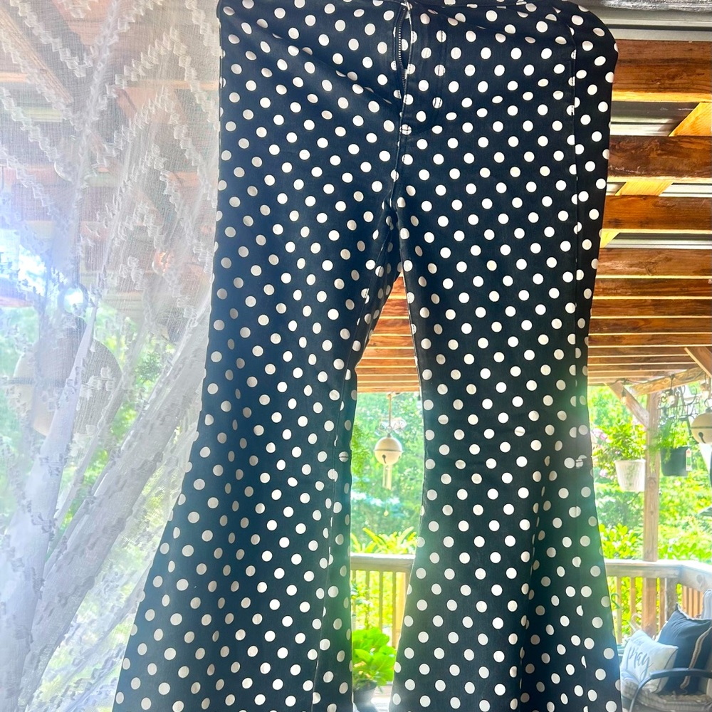 Free People Polka Dot Bell Bottom Pants – Retro Flare | Sz 27
